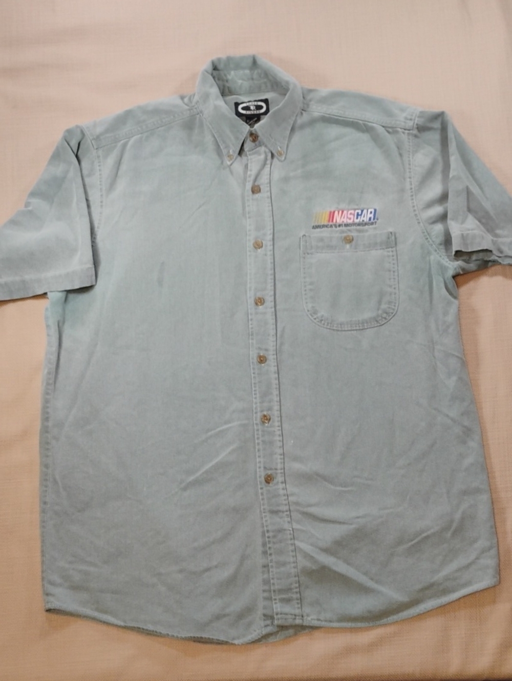 Vintage Nascar Embroidered Denim work shirt .
